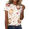 Modieus casual T-shirt met korte mouwen en raglanmouwen voor dames met paasprint.