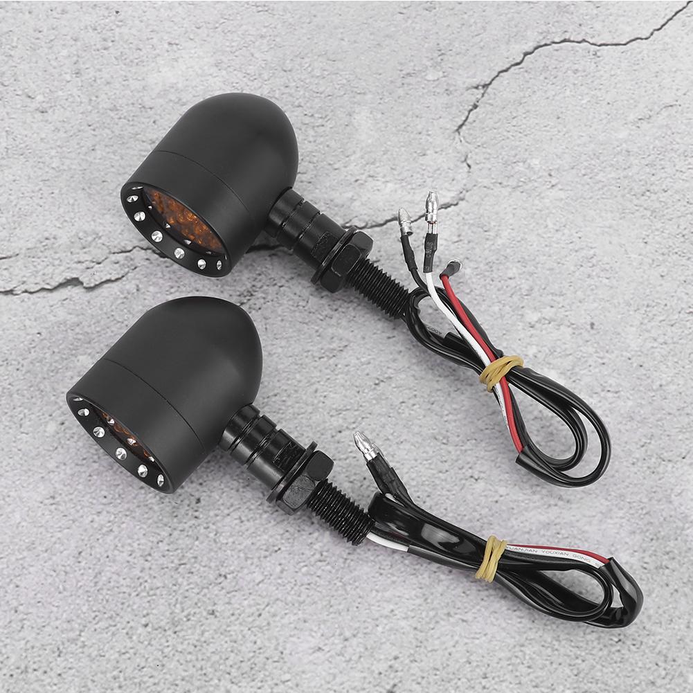 Vintage Black Motorcycle LED Turn Light Indicator Lamp Accessory Fits for Yamaha