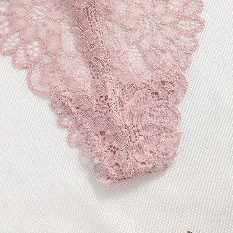 Sexy Lace Briefs Thong Women's Bow Tie with Hollowed Out Breathable Pattern T-panties Seamless Sports Yoga Underwear Panties