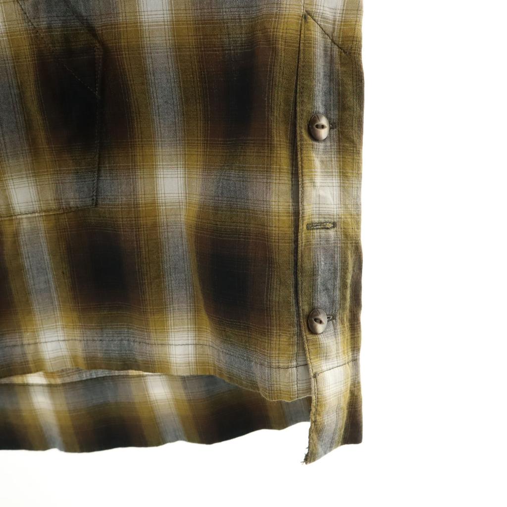 MONKEY TIME Check Pattern Short sleeve shirt M Mustard pullover Men's Used
