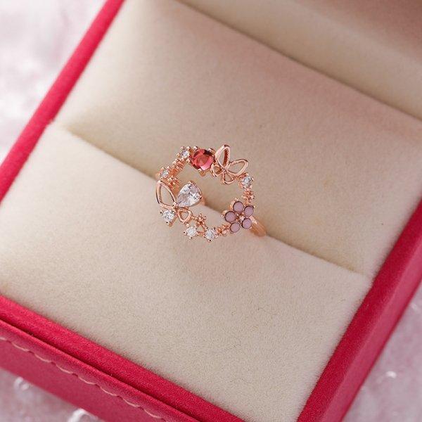 2026 New Fashion Crystal Zircon Rings Sweet Flower Leaf Butterfly Adjustable Open Rings Female Wedding Engagement Jewelry Gift