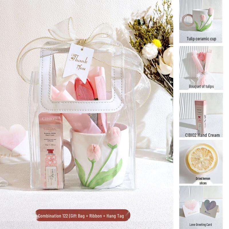 Tulip Ceramic Cup & Flower Hand Cream Gift Set Standard Gift Set