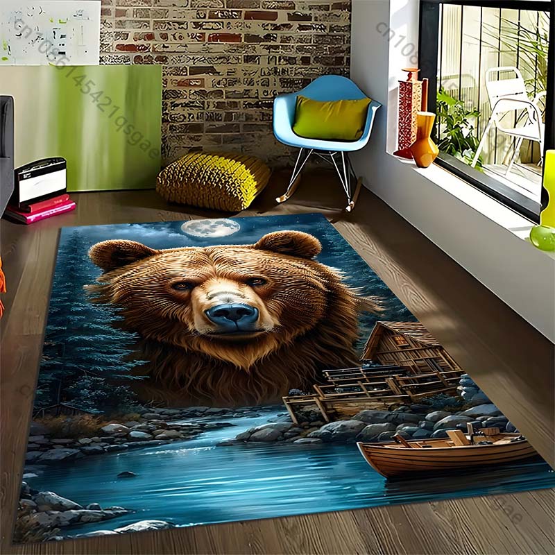 

Forest Brown Bear Printed Carpet for Living Room Bedroom Bedside Bathroom Floor Mat Area Rugged Sofa Mat Home Decor for Gifts 40x60cm