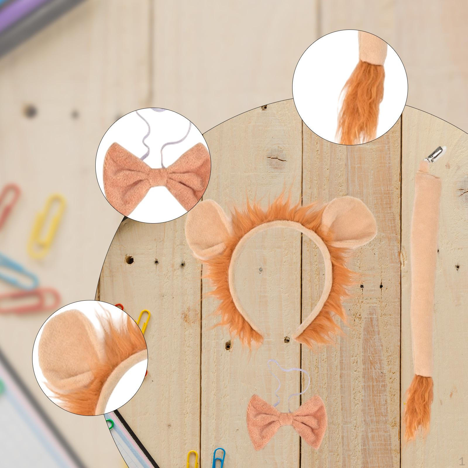 

Повязка на голову с львиными ушами, галстук-бабочка и хвост, аксессуары для костюма животного для мальчиков и девочек