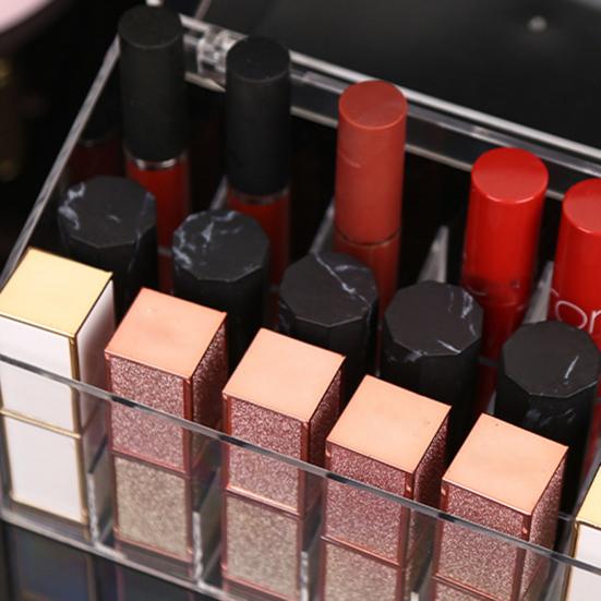 Transparent Lipstick Storage Box Organizer with 18 Compartments Large Capacity Dustproof Lipstick Nail Polish Container