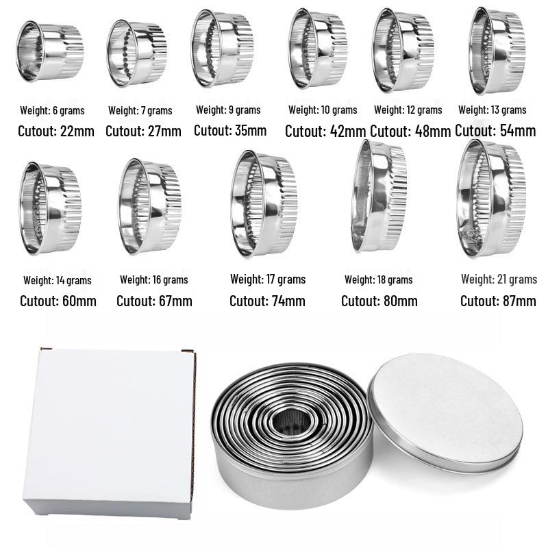 11-Piece Round Cookie & Cake Mold Set - Stainless Steel Mousse Rings & Fondant Cutters