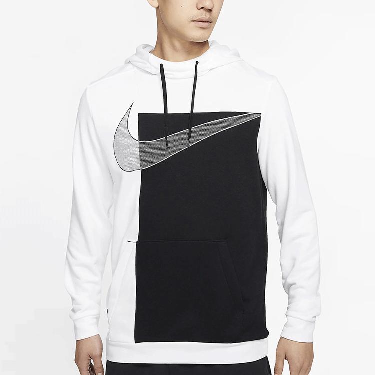 Nike Large Logo Color Block Pullover Hoodie Men Tops White CJ6684-100