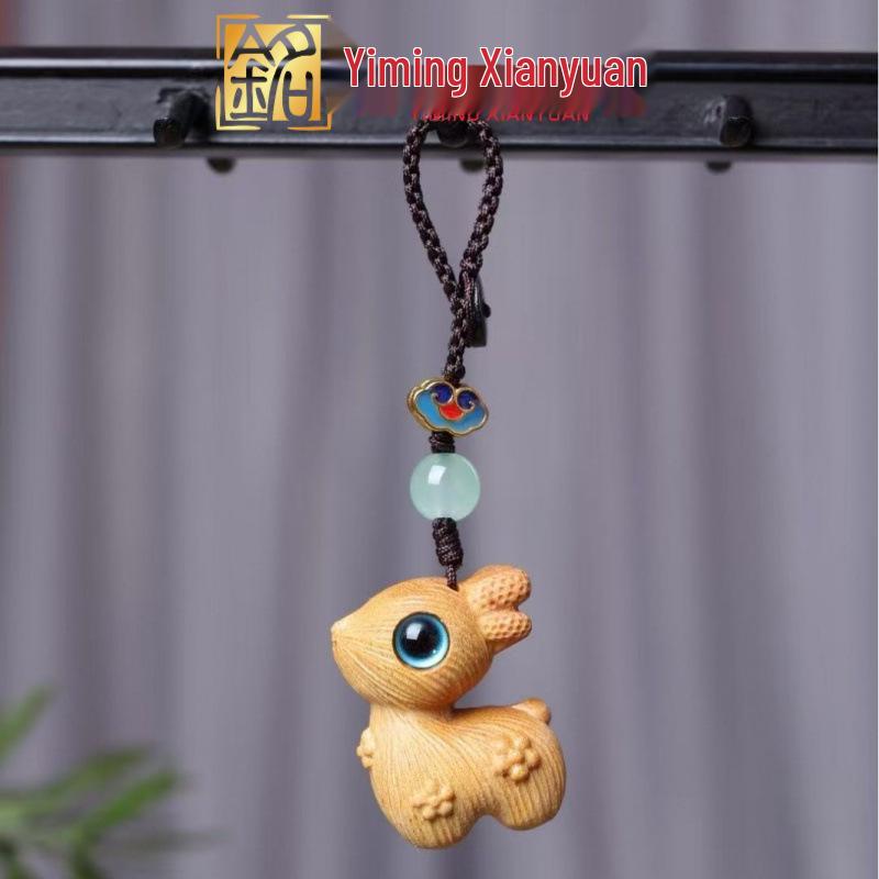 Red Sandalwood Deer Tassel Phone Chain & Keychain Pendant