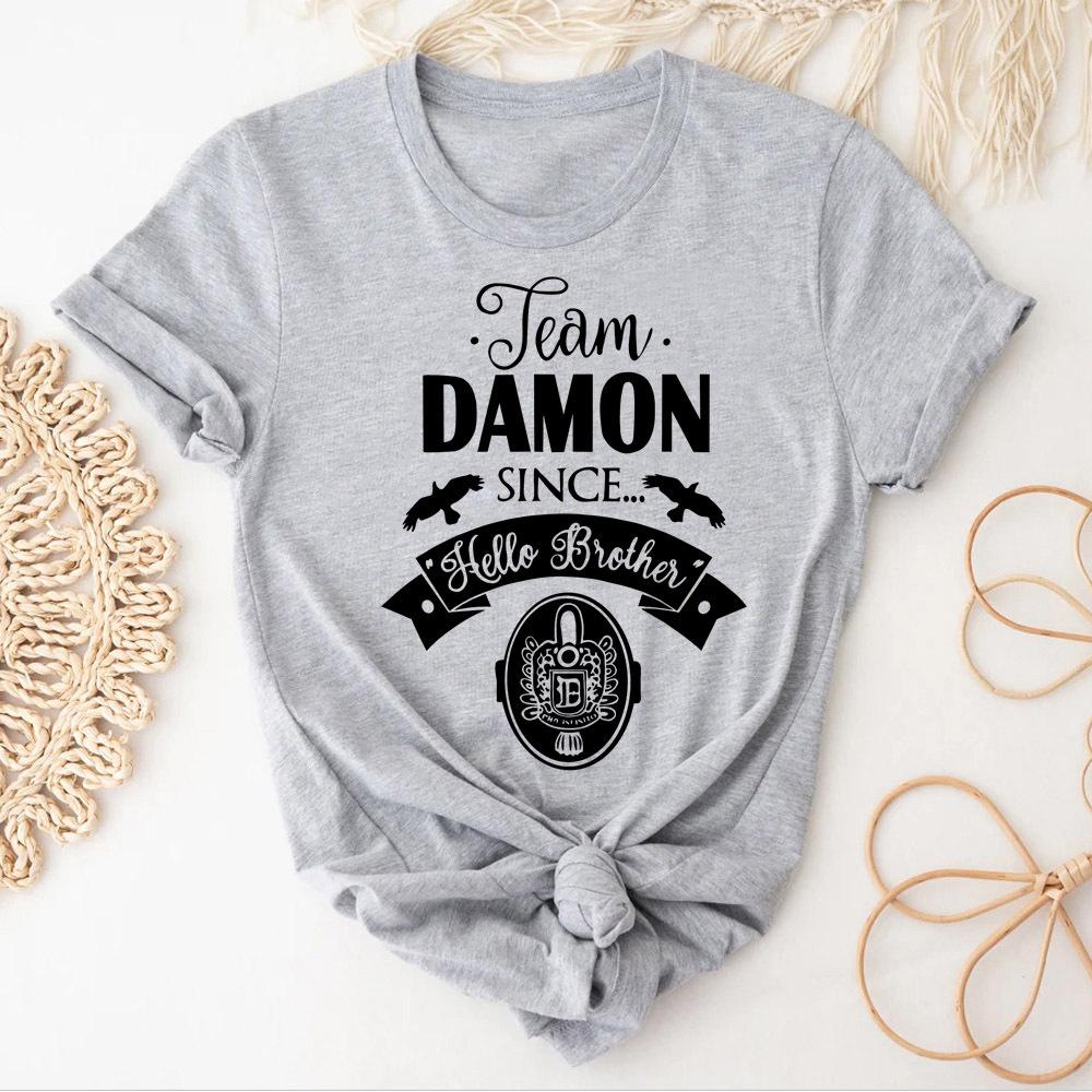 Damon Salvatore t shirt teen Gothic University hip hop kawaii Y2k 80s t shirt Grunge women kawaii streetwear Retro