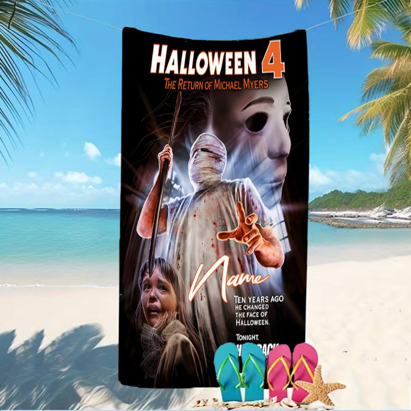 Customizable personalized beach towels Michael Myers themed designs.Suitable for the beach, yoga, sports;ideal as beach accessories