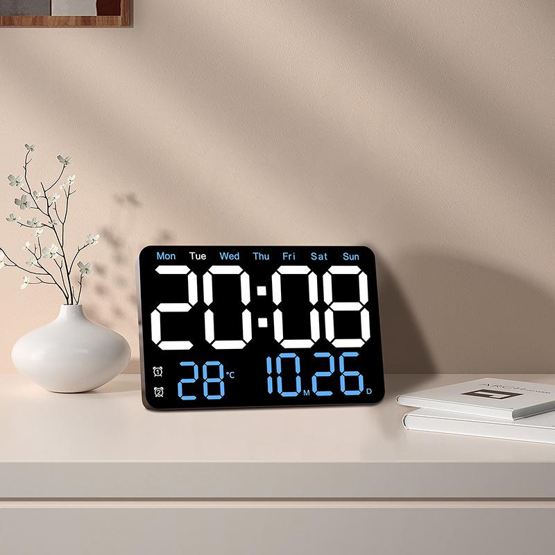 New LED Alarm Clock Large Size Digital Electronic Wall Clock Living Room Simple Week Large Screen Silent