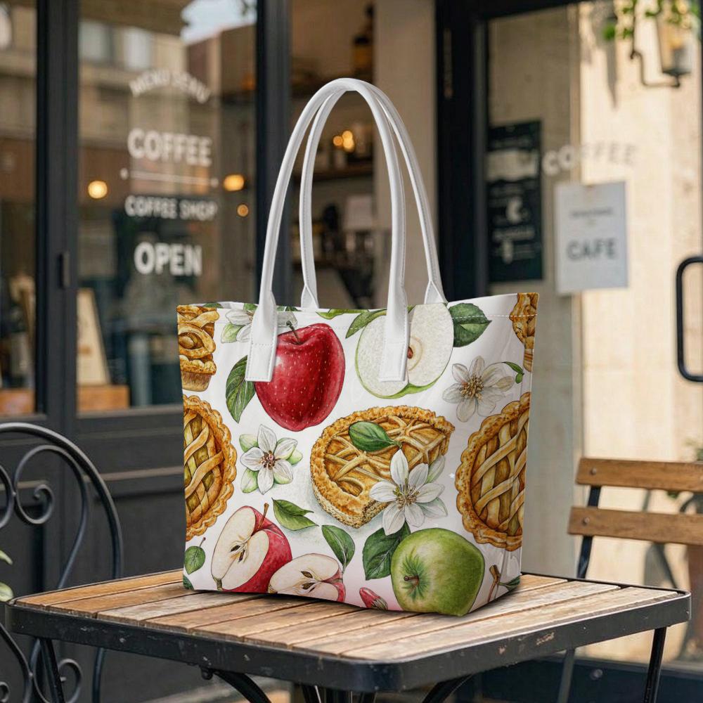 Apple Pie Pattern Tote Bag Casual Daily Lightweight Shopping Handbag