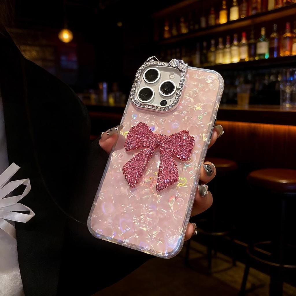 Compatible with iPhone 16/17 Pro Max: Glitter Bow Butterfly Protective Case for 13 Series 15 Plus, 16 Pro Max - Female Design