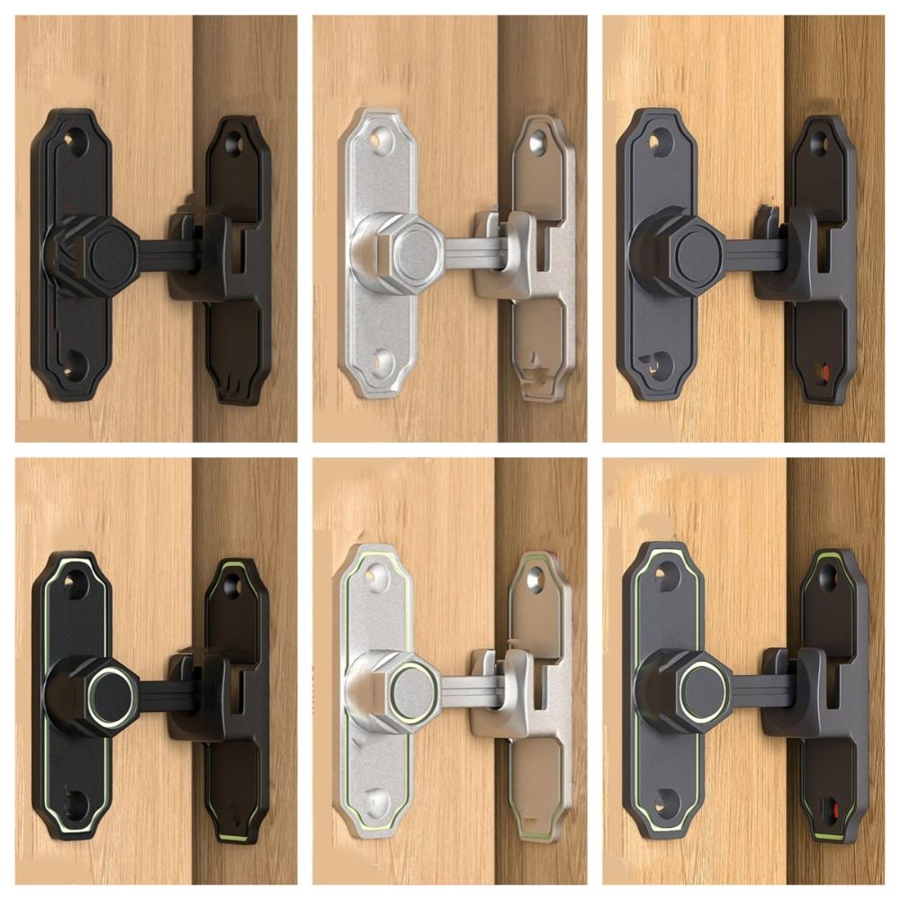Anti-theft Luminous  Door Buckle 90 180 Degree Door Hasps Protable Door   Catch Bolt  Bathroom