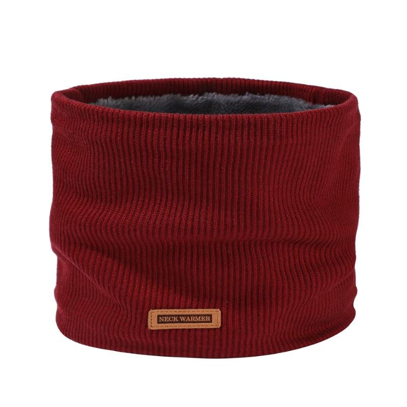 Winter Men's Knitted Scarf Warm Scarf Outdoor Cold Riding Velvet Women's Thickened Neck Cover Solid Color Versatile