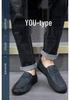 Herren Loafer aus Leder, zum Hineinschlüpfen, Größe L: Sommer atmungsaktive Hohl Design Fahrerschuhe