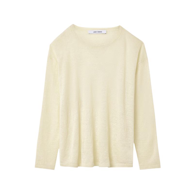 Lancy Linen Blend Round Neck Knit Sweater