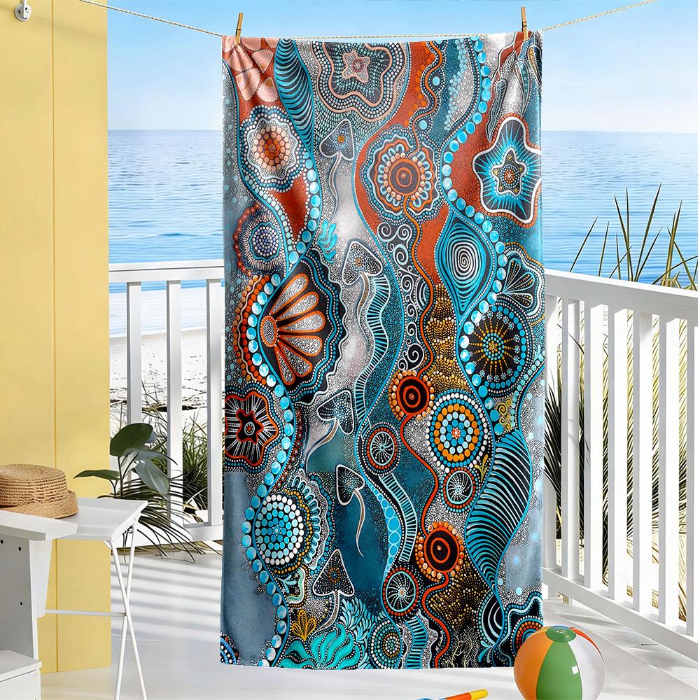 Australian Aboriginal Style Beach Towel Soft Durable Quick-Dry Comfortable Lightweight