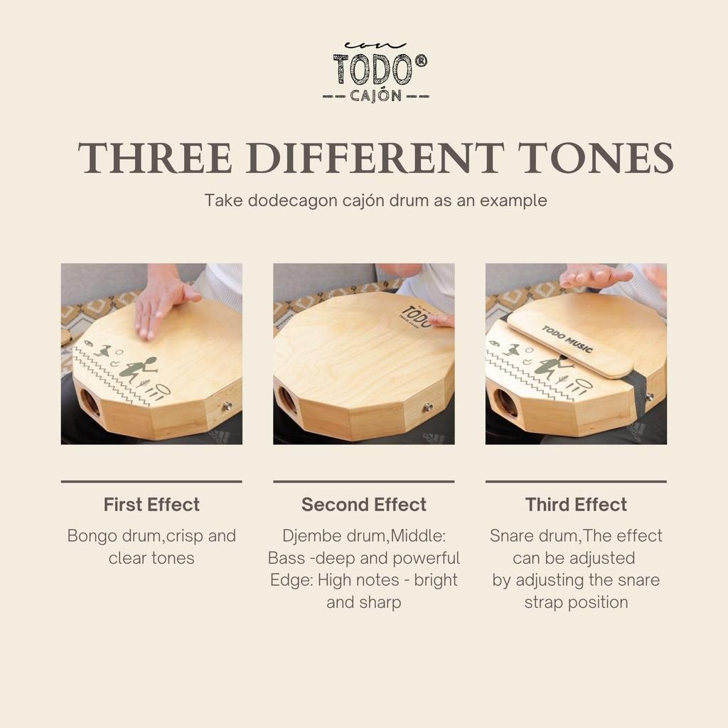 TODO Nile Travel Cajon Box Handcrafted Compact and Portable Birch Wood Percussion Box with Adjustable Strap and Carrying Bag Suitable for All Ages