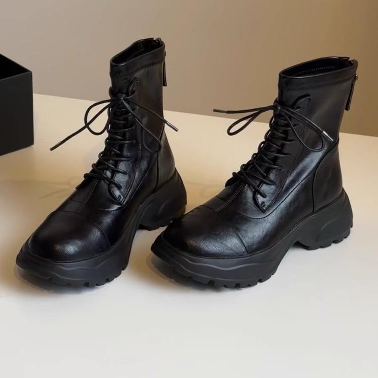 

Версия~ Ретро короткие шнурованные локомотивные ботинки женские новые повседневные универсальные на толстой подошве ботинки Мартина 40 чёрный