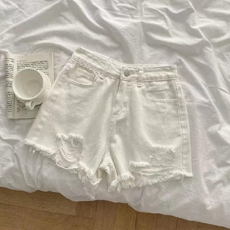 

Женские джинсовые шорты, новые летние рваные и универсальные, верхняя одежда, свободные и тонкие, широкие шорты, тренд 2XL белый
