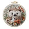 Gofission Embroidery Kit for Animal Hedgehog Floral Wreath DIY Fabric Set with Home Decor Accessories Adults, Beginners, Pre-Printed (Hedgehog 3)