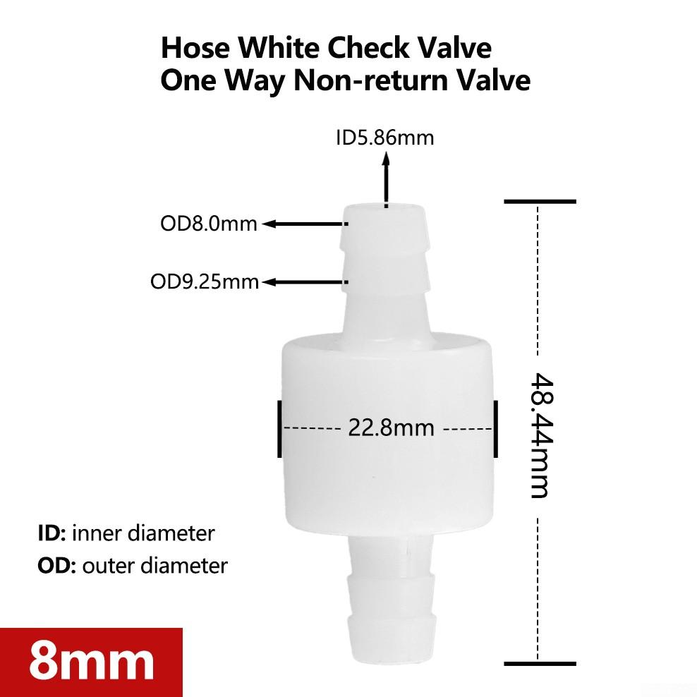 4/6/8/10/12mm Plastic One-way Non-return Check Valve Fuel Water/Gas/Air Vacuum