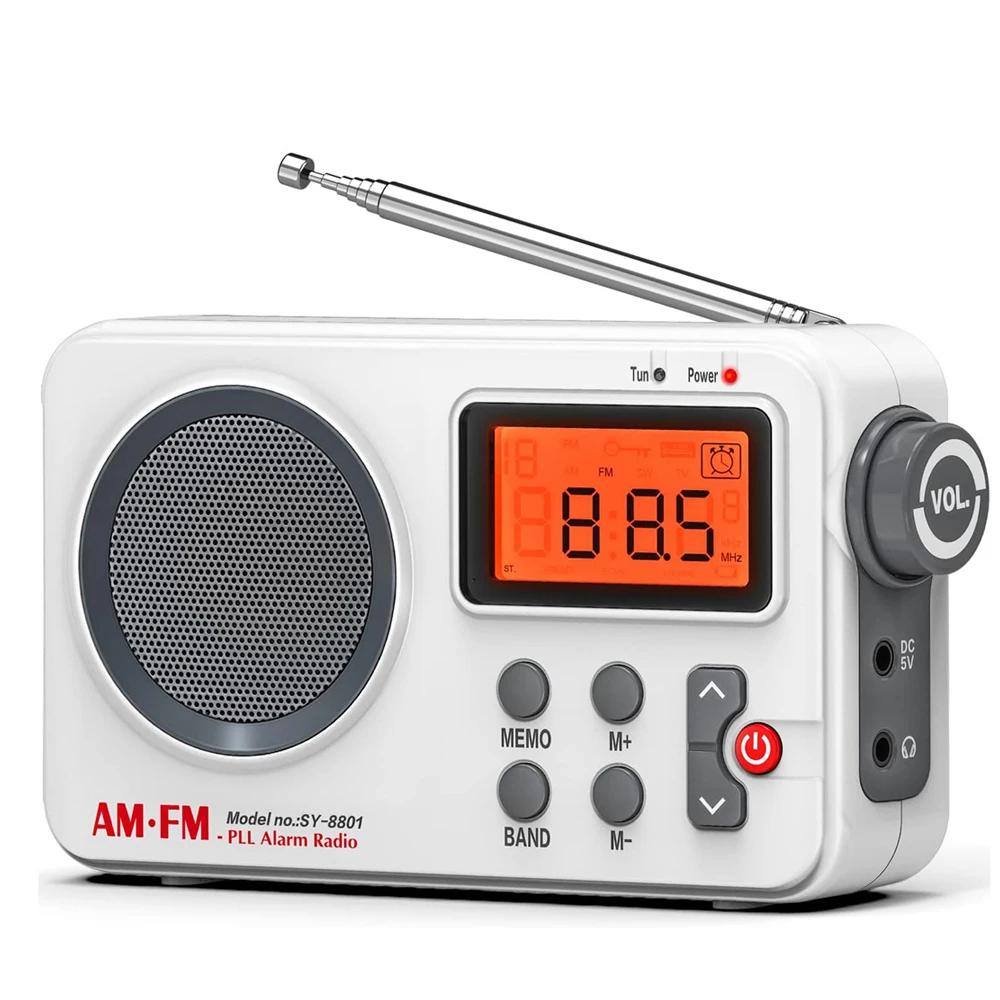 Tragbares Radio FM & AMLCD-Bildschirm unterstützt 5-V-Eingang Bass AM-Radio Timer Alarm Timer Abschaltung Speicher Frequenz Programm Weiß & Schwarz