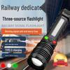 High-Power Tricolor Railway Signal Flashlight (Red, White, Green, Yellow) - Rechargeable, Super Bright, Long-Range Rescue Tool