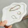 19cm Minimalist Jewelry Storage Tray Creative White Silver Plate Decorative Ornaments PP Electroplated Jewelry Tray