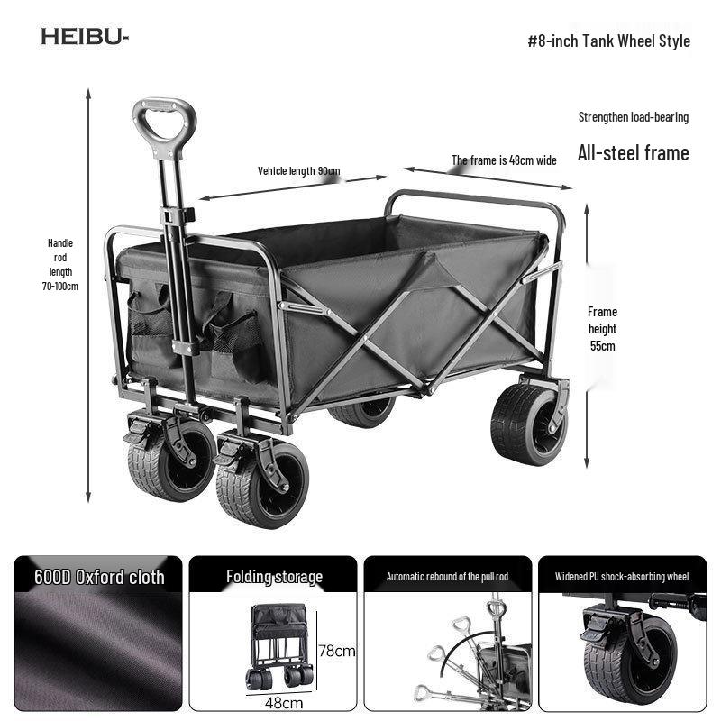 Portable Folding Camping Trolley for Outdoor and Grocery Use