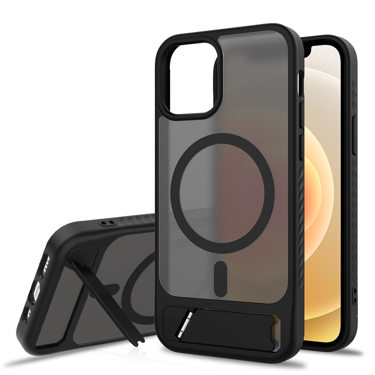 

Stand Holder Matte Phone Case for Magsafe Mag Safe Iphone 16E 15 Pro 14 Plus 13 Pro Max 12 14Pro 13Pro 16Pro 15Pro Magnetic Stand Black Phone Cover iphone 16 pro max чёрный