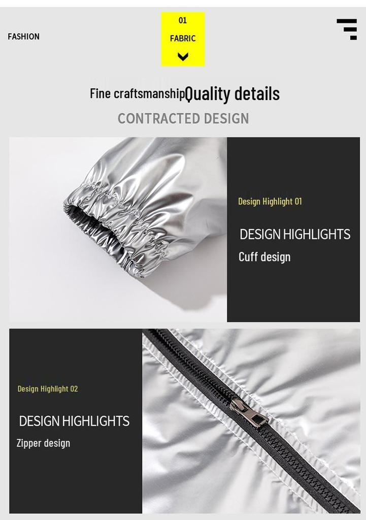 Men's Plus Size Shiny Silver Hooded Jacket - Handsome Spring/Autumn Fashion Coat