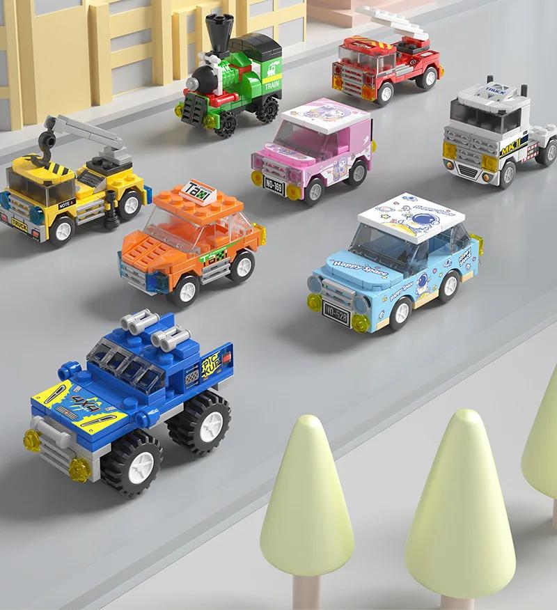 Different Kinds Small Particle Building Blocks for City Vehicles, Cars, Cranes, Fire Trucks, Puzzle Toys, Holiday Gifts for Boys