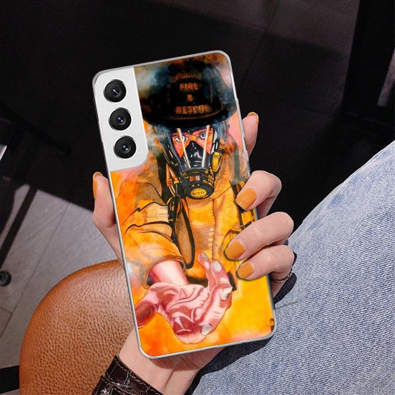 Firemen Hero Flame Phnoe Case for Samsung Galaxy S26 S25 Edge S23 S24 Ultra S22 Plus S21 S20 FE Unique Cover Soft Coque Galaxy S