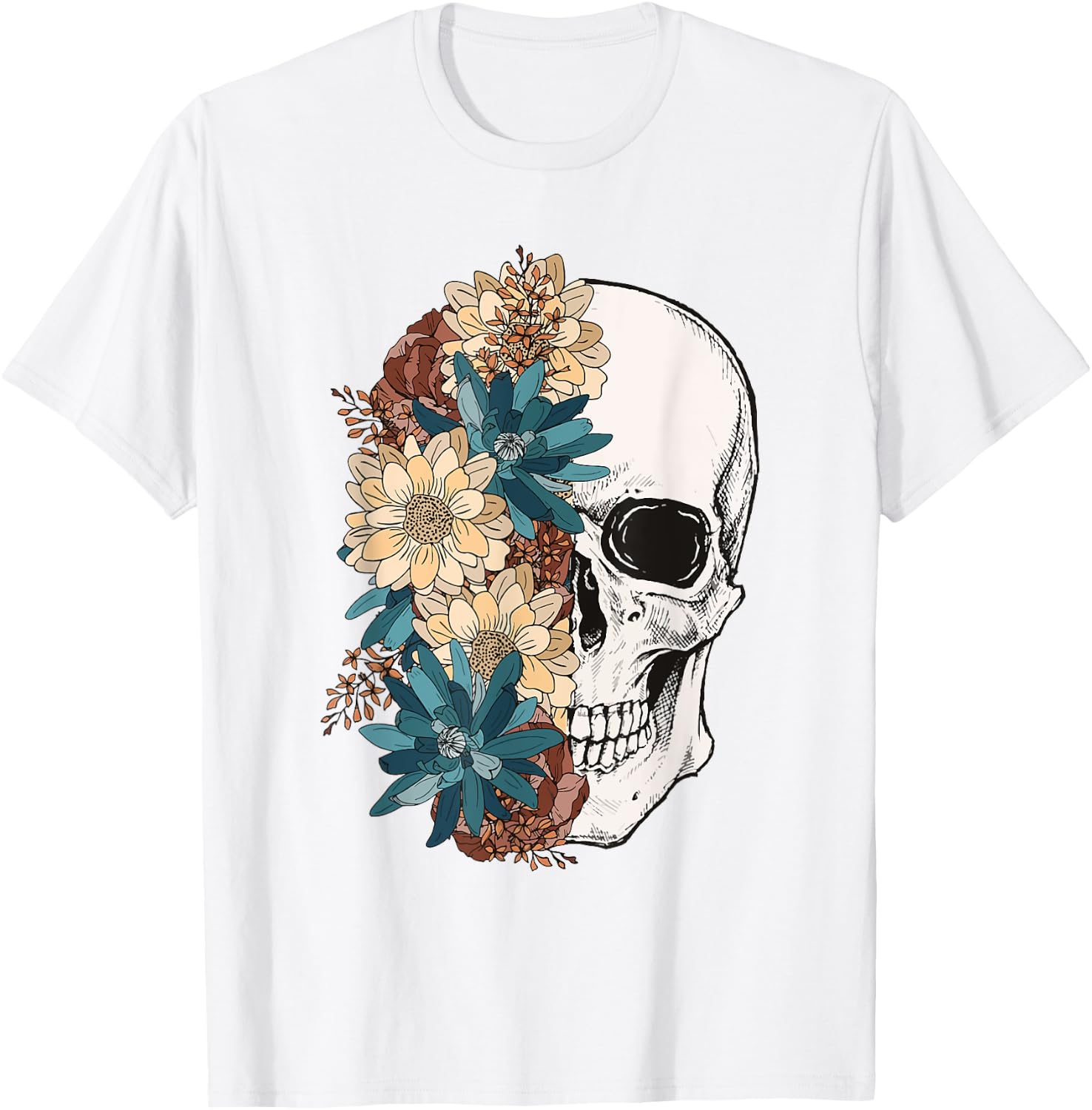 Dia De Los Muertos Sugar Skull Flower Mexican Heritage Women T-Shirt S