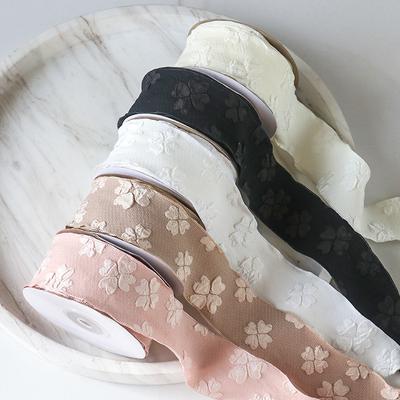 DIY Romantic and Cozy Embossed Clover Crushed Pattern Bow Costume Accessories Ribbon Ribbon Cloth Flower Packaging Hair Accessories DIY Handmade
