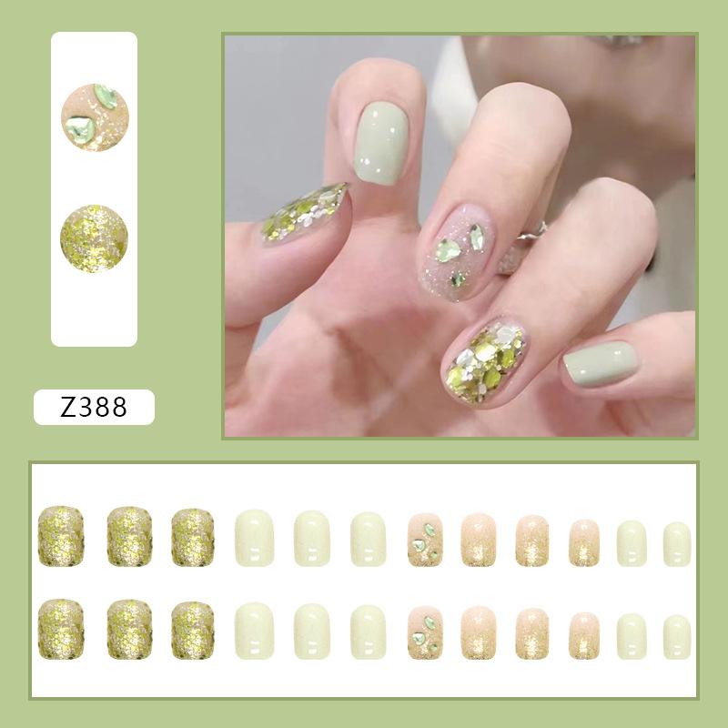 Drill Wearing Nail 24 Pack Combination Nail Art Finished Product Wearing Nail Sticker Three-Dimensional Relief Nail Art