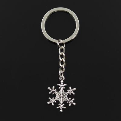 Módní Sněhová vločka 28x22mm Přívěsek 30mm Přívěsek na klíče Kovový řetízek Bronzová Stříbrná barva Muži Držák do auta Dárek Suvenýry Klíčenka