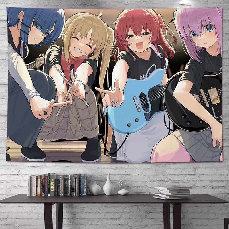 Japanese Cartoon Anime Tapestry Lonely Rock Cute Band Girl Wall Hanging Living Room Bedroom Esports Room Wall Home Decor