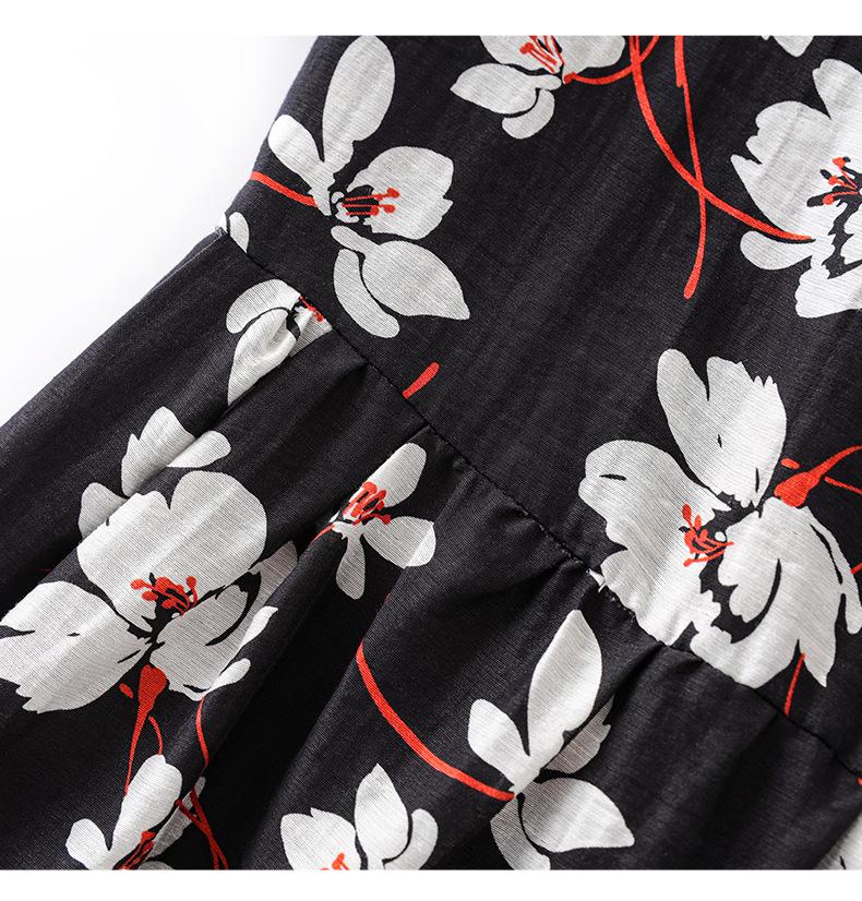 Nanyou Tencel Linen Tie Waist Mid-Length Summer Dress - Elegant Women's Short Sleeve for Vacation