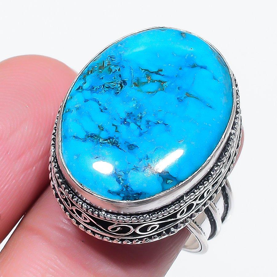 Tibetan Turquoise Gemstone 925 Sterling Silver Jewelry Ring Size 9