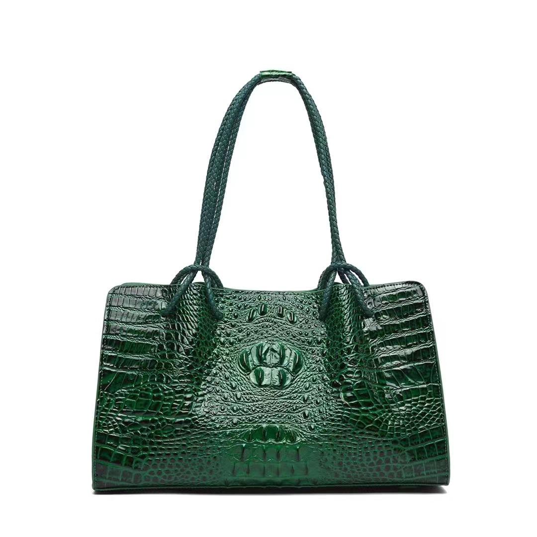 

Женская роскошная сумка-тоут из кожи аллигатора большой вместимости, тренд 2025 года зелёный