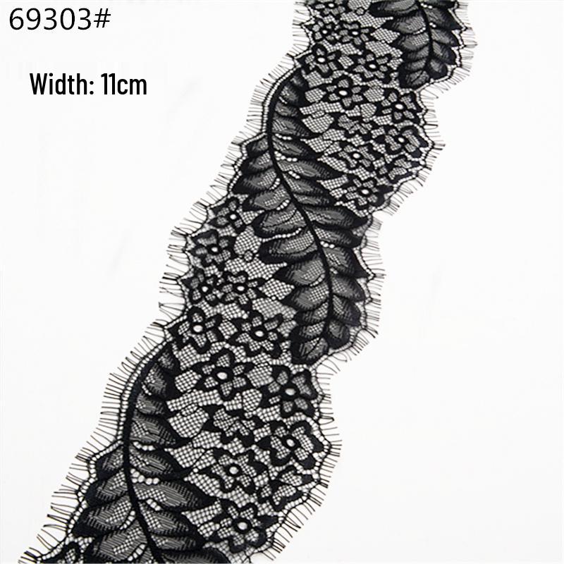 3m Black & White Eyelash Lace Fringe Trim for DIY Clothing - Multiple Styles, Non-Elastic, Soft Skirt Hem Decor.