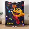 Custom Name Pac-Man Theme Printed Blanket - Perfect for Couch, Bed, Travel & Outdoor Use | Machine Washable, Cozy & Durable.