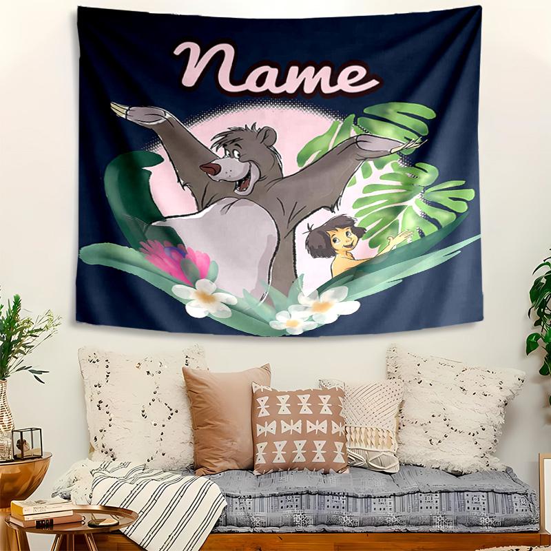 Personalized The Jungle Book Background Tapestry,Custom Name Birthday Party,Multifunctional Wall Decoration for Home Decor,Various Occasions