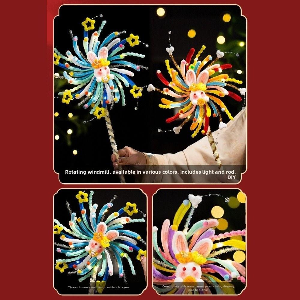 Unfinished Glowing Rotating Lantern Handheld Spinning Fireworks Lamp Festival Decoration