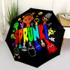 Colorful Characters Circle Outdoor Automatic Umbrella Compact & Durable 8-Rib Design Sturdy Construction for Outdoor Daily Use Compact Folding Umbrell