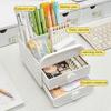 2-Drawer Desktop Organizer Student Stationery Organizer Space-Saving Storage Box with Open Compartments for Office School Desk Storage