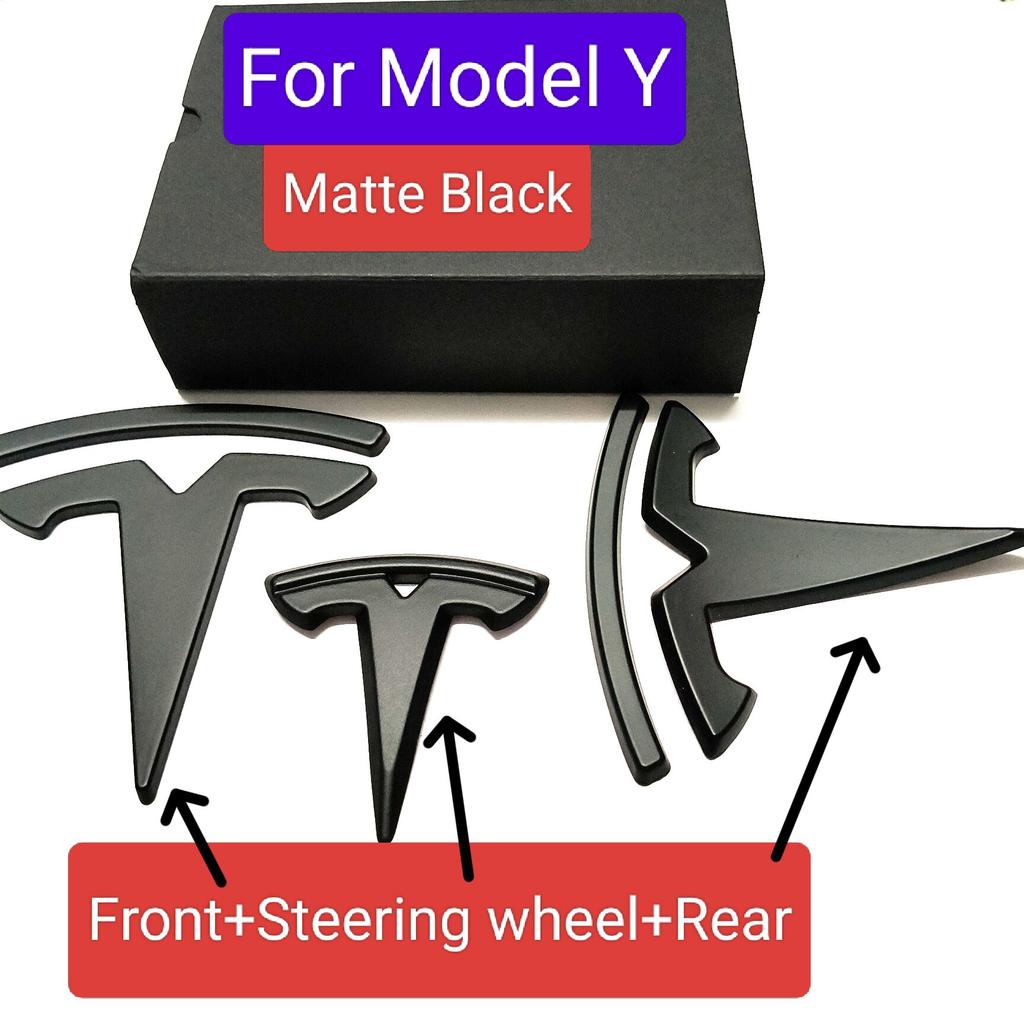 ABS 1PCS 2PCS 3PCS Car Front For Tesla ModeY Model3 Hood Cover Emblem h Sticker Styling Body Rear Trunk Badge Decal Accessories
